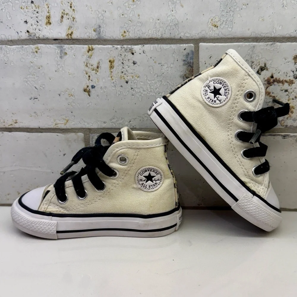 Converse Chuck Taylor All Star Toddler Size 4 Egret Black Leopard High Tops EUC